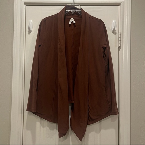 Pact Organic Cardigan Women’s Sz Small Chocolate Brown Open Pockets Cozy Jacket - Picture 1 of 10